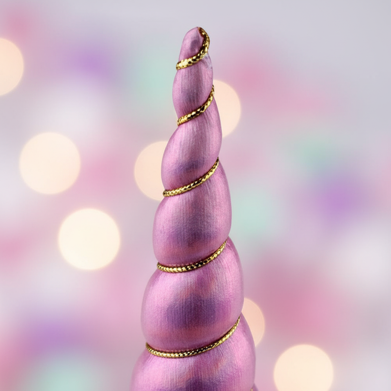 pink iridescent unicorn horn - detail