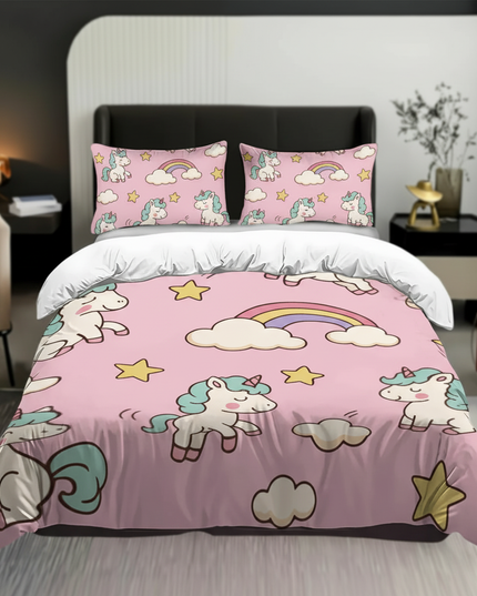 pink kawaii allover unicorn bedding - lifestyle