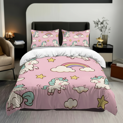pink kawaii allover unicorn bedding - lifestyle