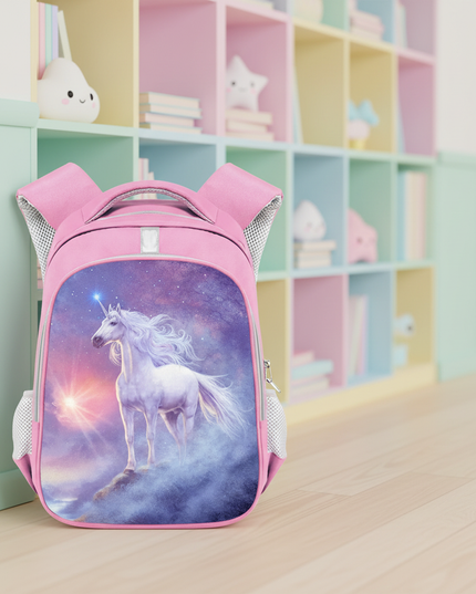 pink kawaii unicorn school backpack - lifestyle