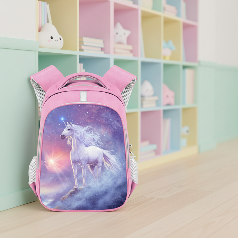 pink kawaii unicorn school backpack - lifestyle