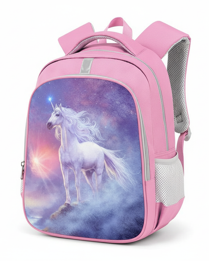 pink kawaii unicorn school backpack - white-bg