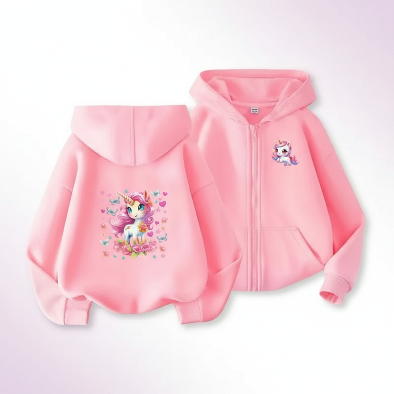 pink kawaii zip hoodie - white-bg
