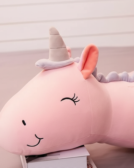 pink led unicorn plush - detail