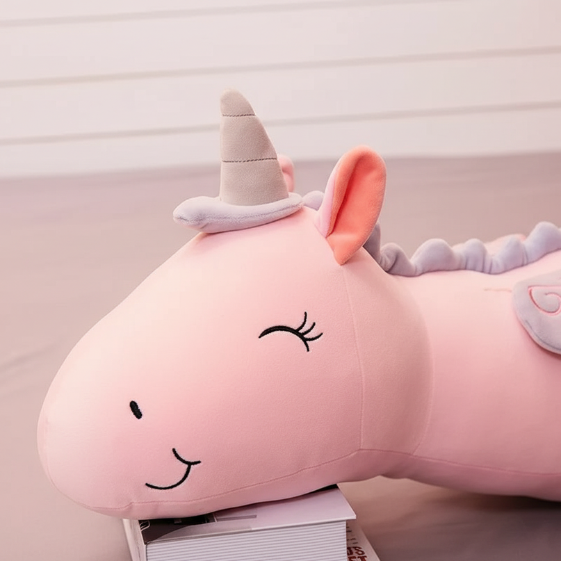 pink led unicorn plush - detail