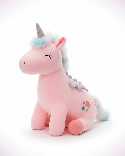 pink led unicorn plush - white-bg