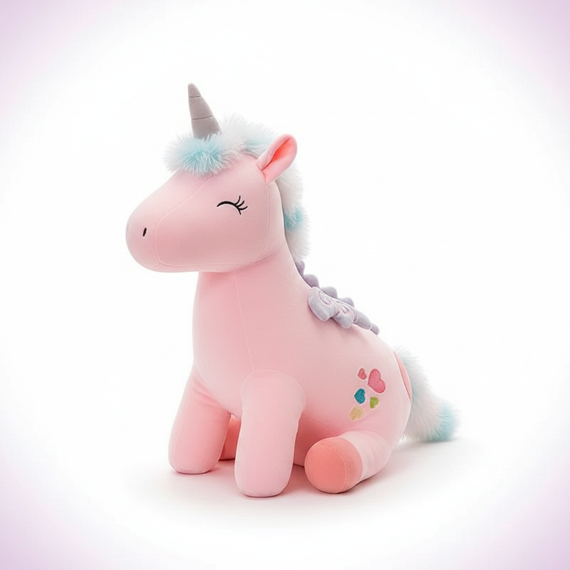 pink led unicorn plush - white-bg
