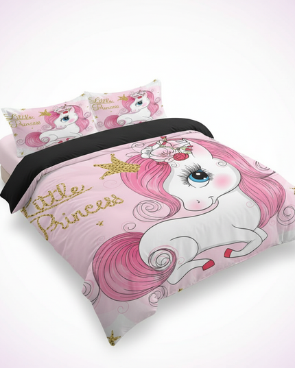 pink little princess unicorn bedding - white-bg