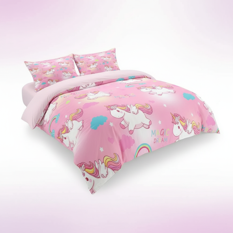 pink magic dream unicorn bedding - white-bg