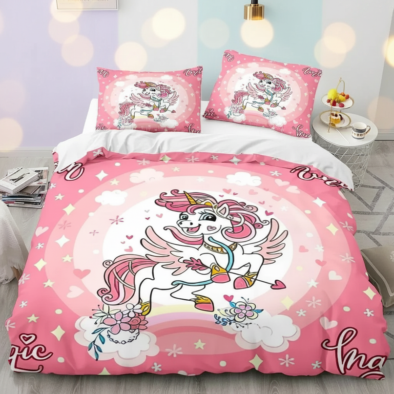 pink magic flower unicorn bedding - lifestyle