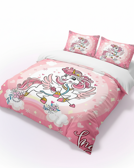 pink magic flower unicorn bedding - white-bg