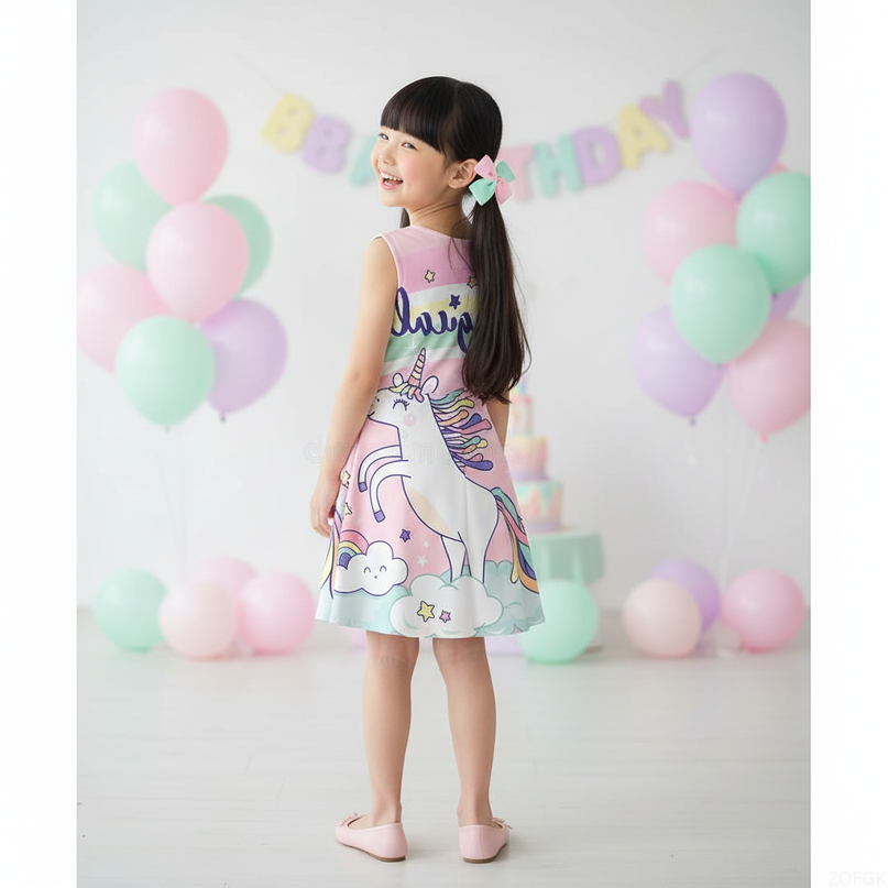 pink magical unicorn dress - back