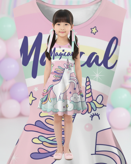 pink magical unicorn dress - detail