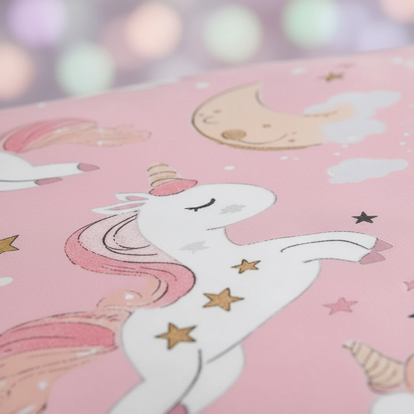 pink moon unicorn bedding - detail