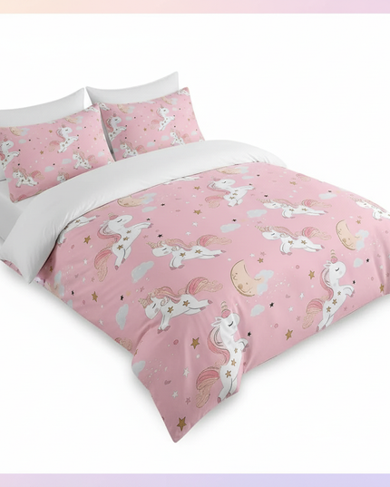 pink moon unicorn bedding - white-bg