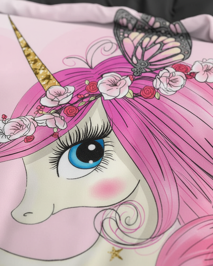 pink mother baby unicorn bedding - detail