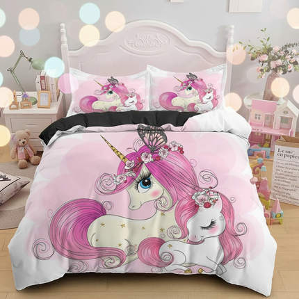 pink mother baby unicorn bedding - lifestyle