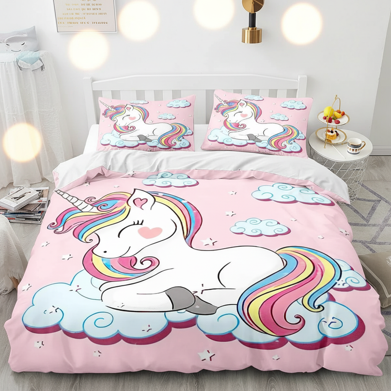 pink naptime unicorn bedding - lifestyle