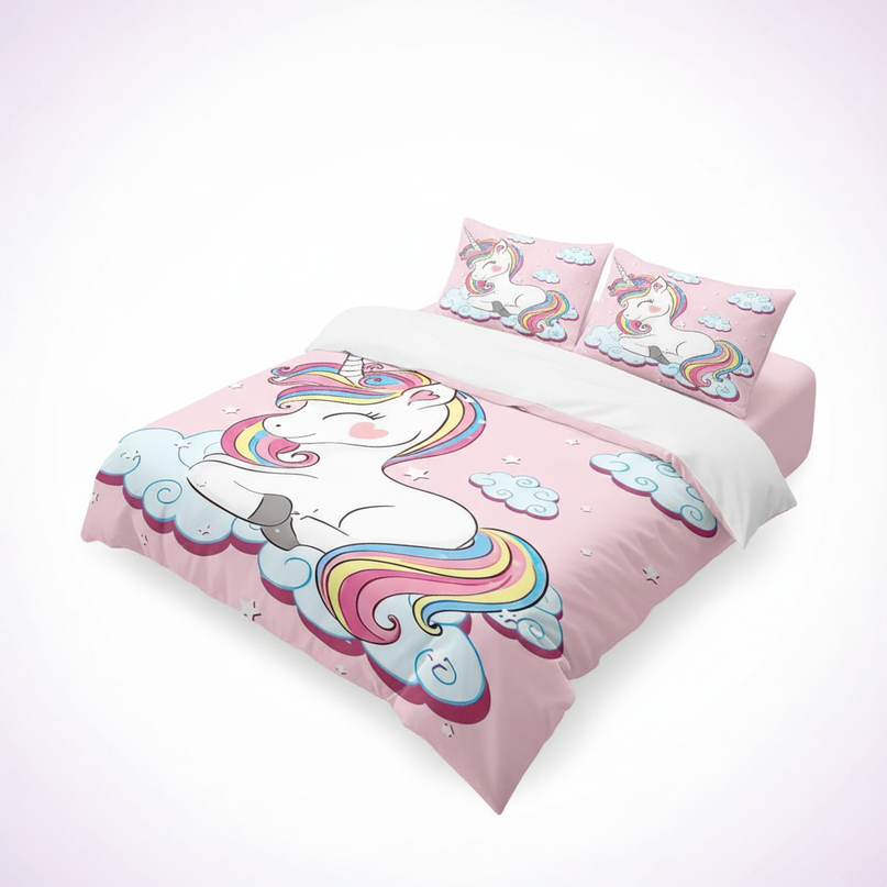 pink naptime unicorn bedding - white-bg
