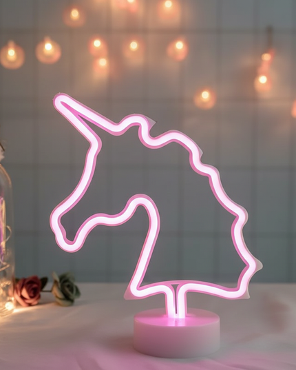 pink neon unicorn night light - lifestyle