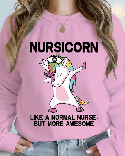 pink nursicorn sweater - lifestyle