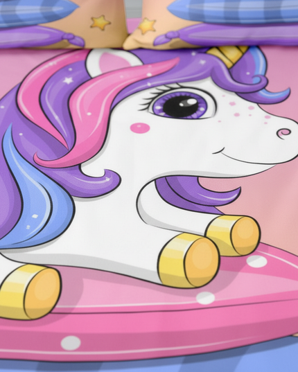 pink pillow stack unicorn bedding - detail