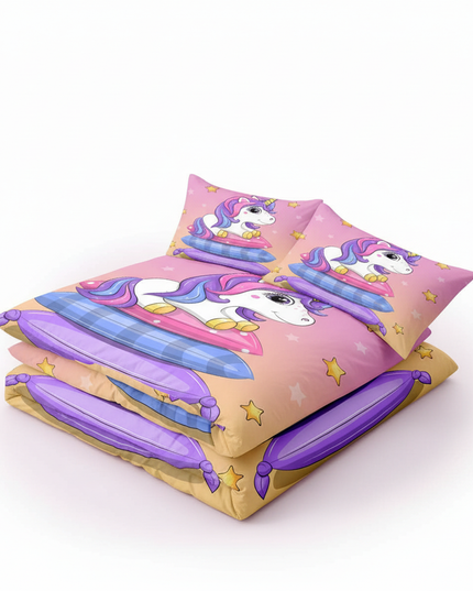 pink pillow stack unicorn bedding - white-bg
