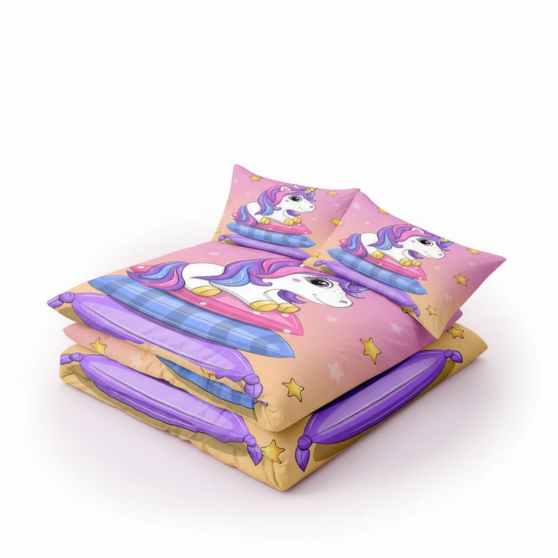 pink pillow stack unicorn bedding - white-bg