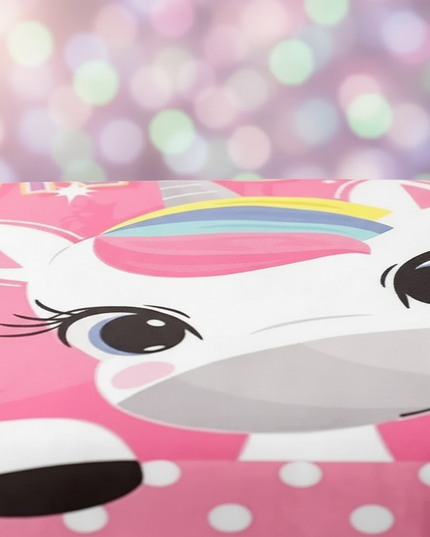 pink polka dot unicorn bedding - detail