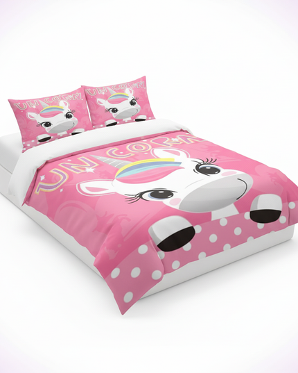 pink polka dot unicorn bedding - white-bg