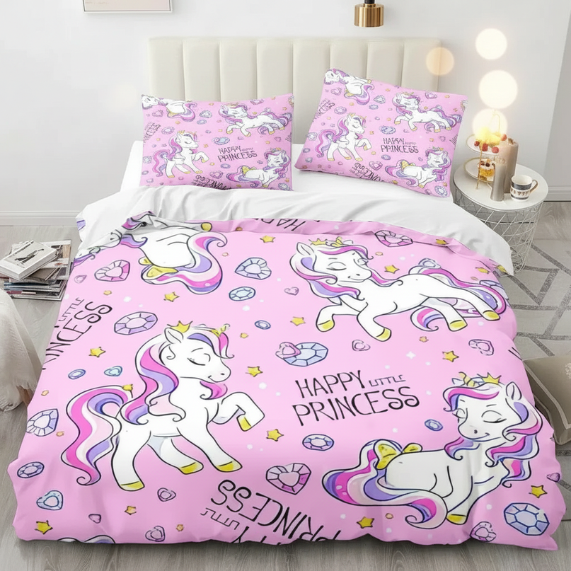 pink princess diamond unicorn bedding - lifestyle