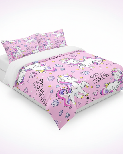pink princess diamond unicorn bedding - white-bg