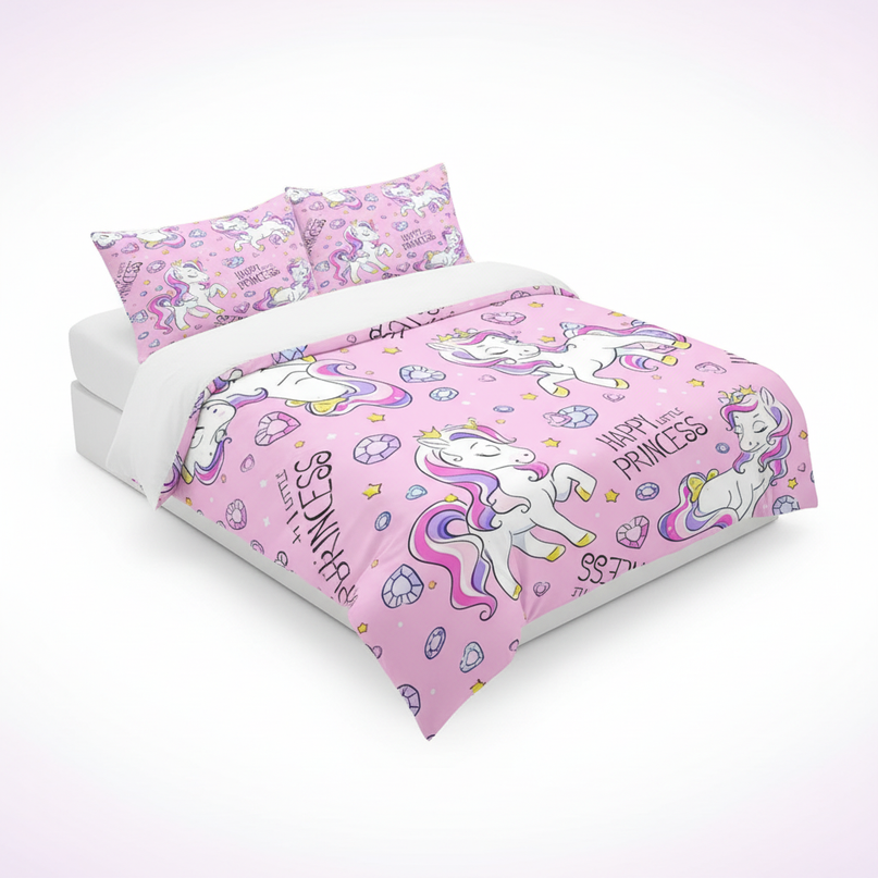pink princess diamond unicorn bedding - white-bg