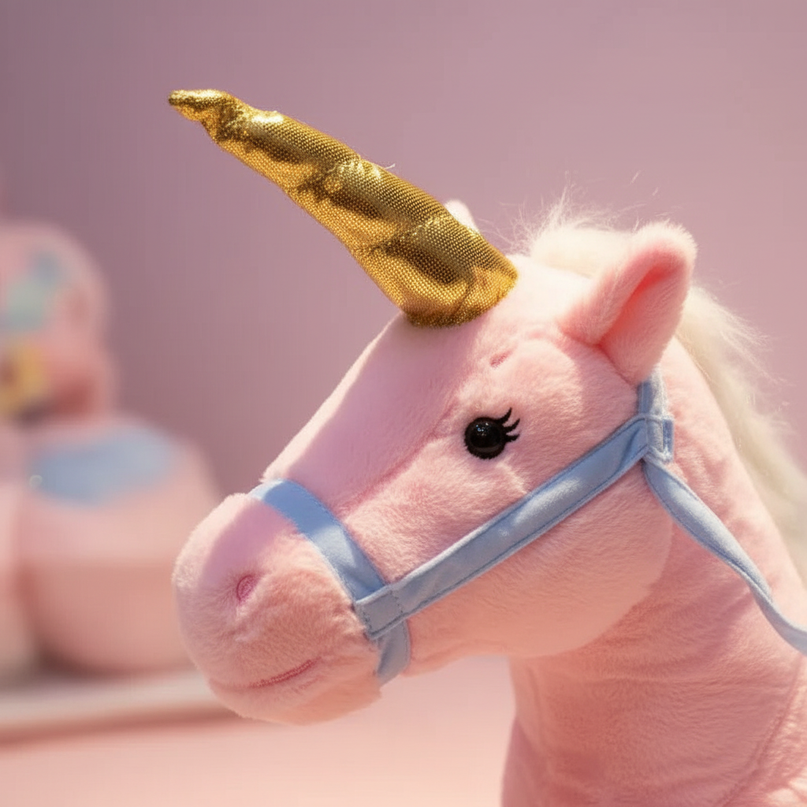 pink princess unicorn plush doll - detail