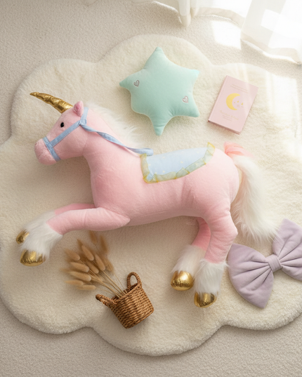 pink princess unicorn plush doll - flat-lay