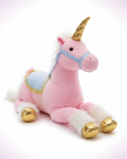 pink princess unicorn plush doll - white-bg