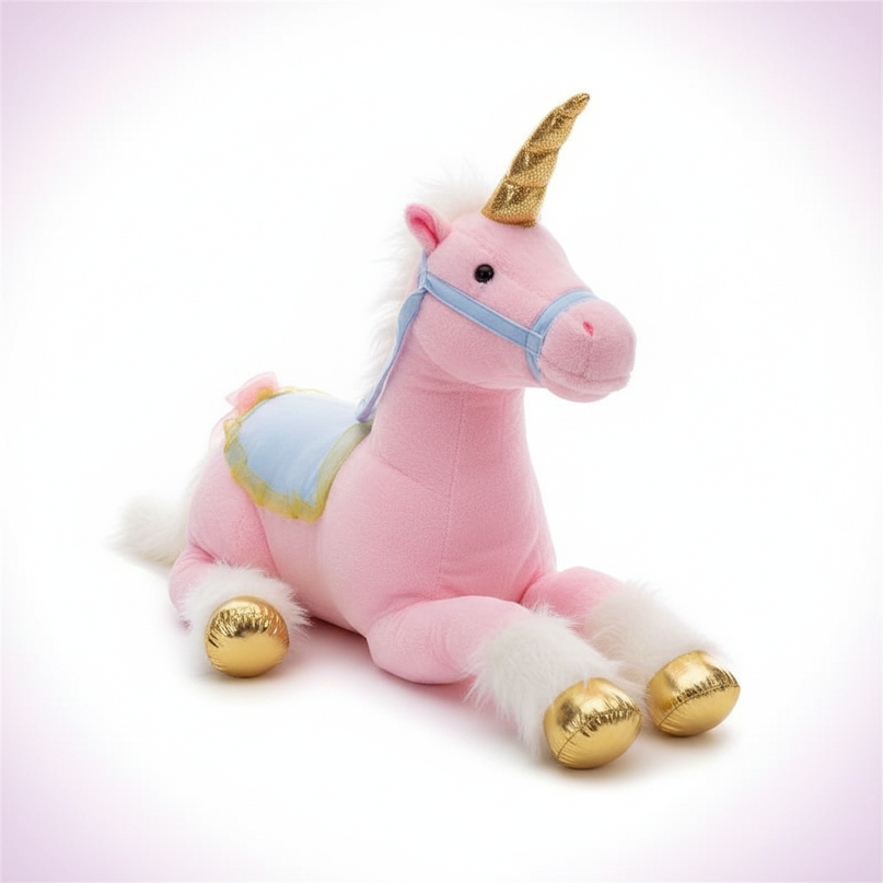 pink princess unicorn plush doll - white-bg