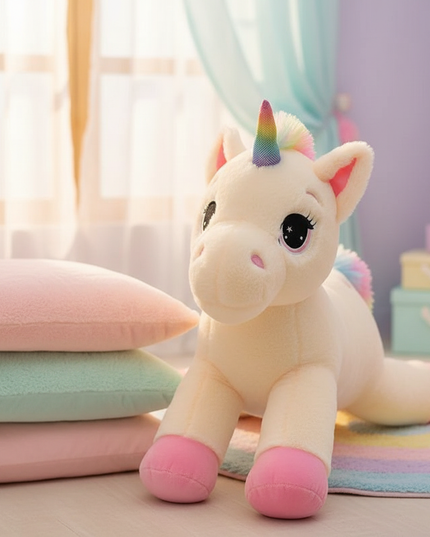 pink rainbow unicorn plush - lifestyle