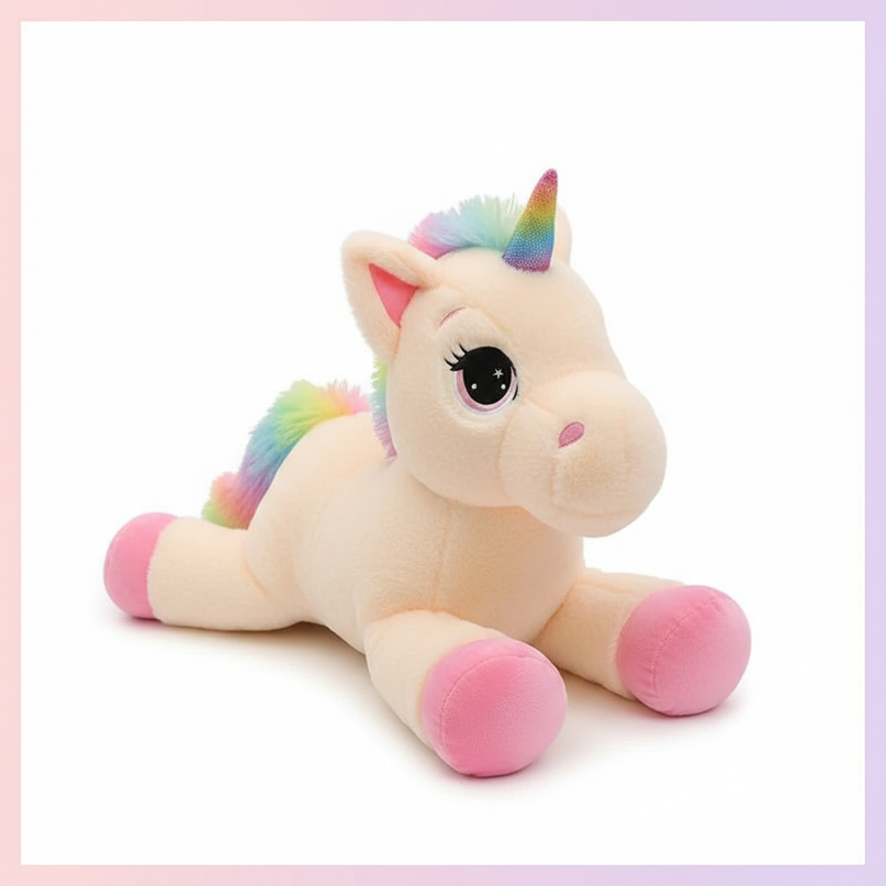 pink rainbow unicorn plush - white-bg