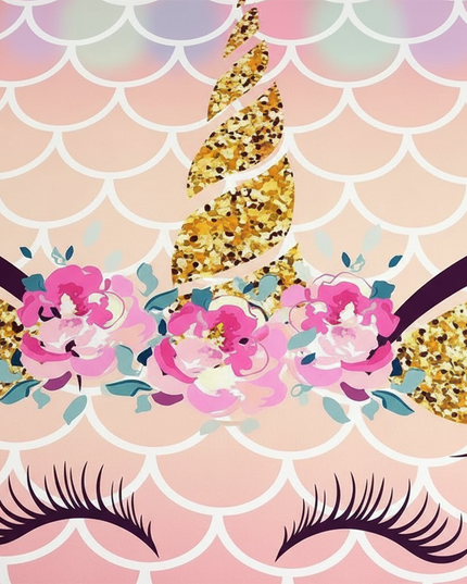 pink scale unicorn bedding - detail