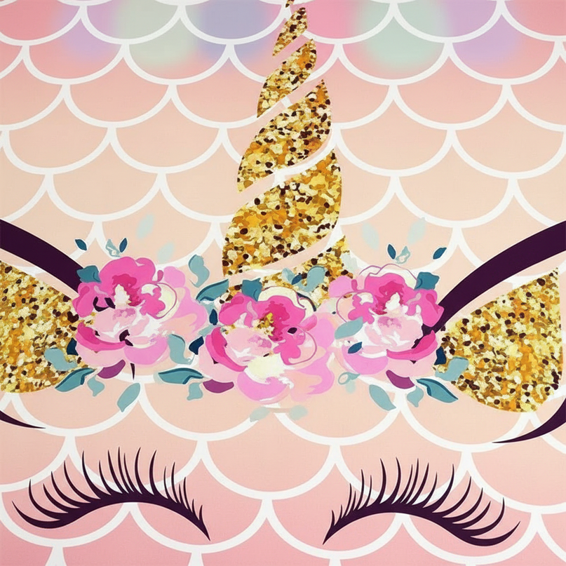 pink scale unicorn bedding - detail