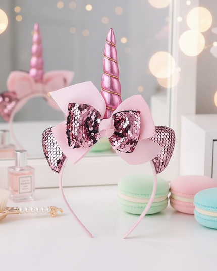 pink sequin unicorn headband - lifestyle