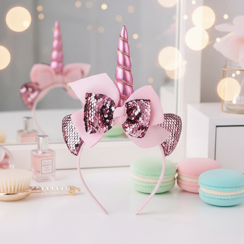 pink sequin unicorn headband - lifestyle