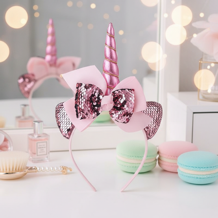 pink sequin unicorn headband - lifestyle