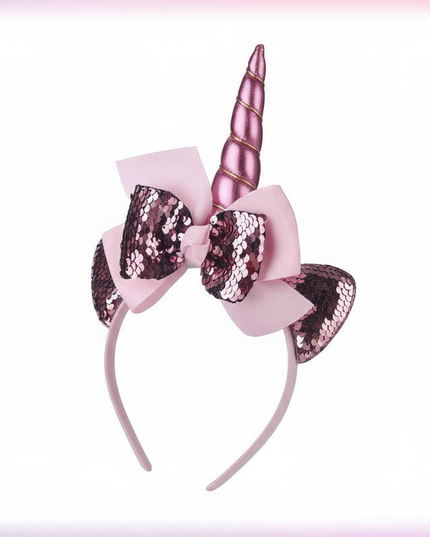 pink sequin unicorn headband - white-bg