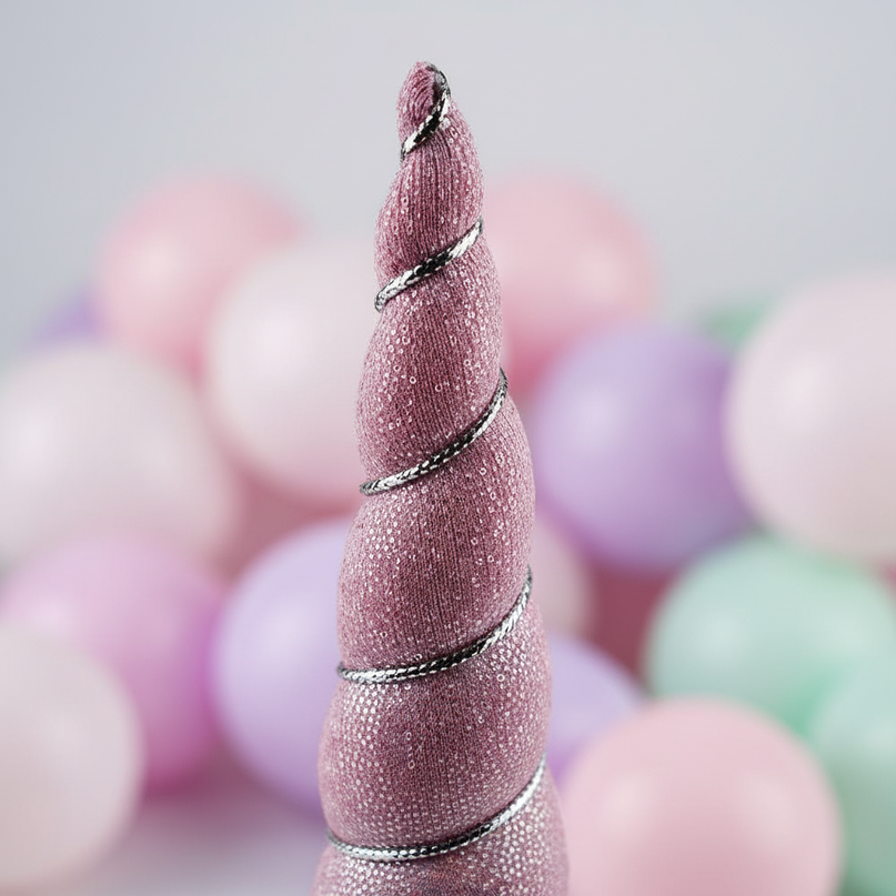 pink sequin unicorn horn - detail