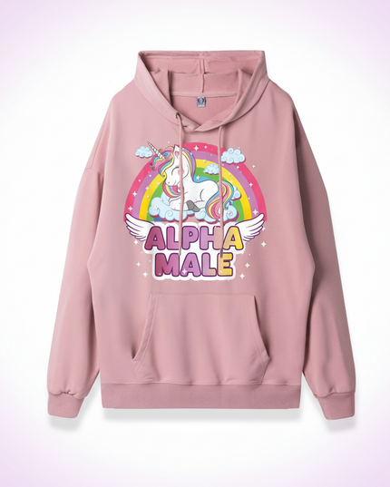 pink sleeping alpha male hoodie - white-bg