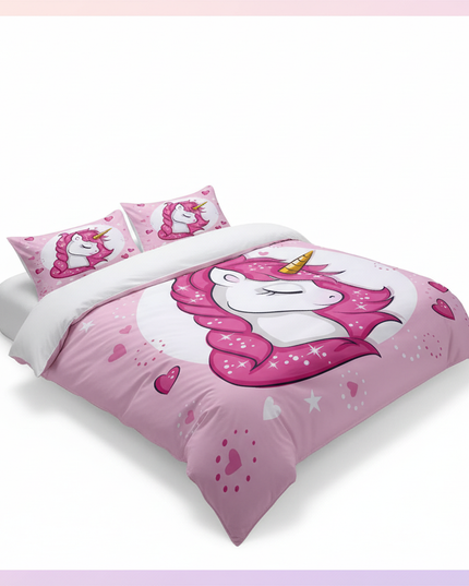 pink sleeping heart unicorn bedding - white-bg