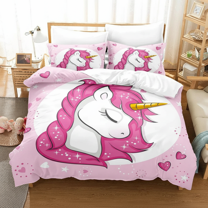 pink sparkle sleeping unicorn bedding - lifestyle