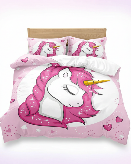 pink sparkle sleeping unicorn bedding - white-bg